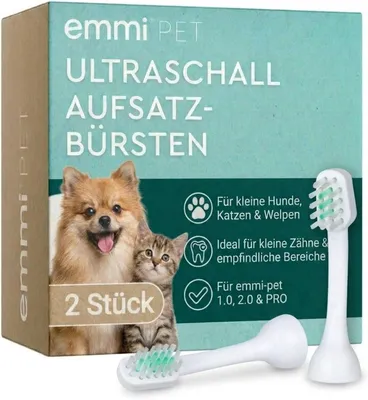 Productafbeelding van Ultrasone opzetborstels voor tandenborstel voor honden en katten - set van 2 - voor kleine honden