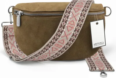 Produktbild von ARTVALL - Umhängetasche aus Wildleder, Klein mit verstellbarem Schultergurt, abnehmbares Taschenband, Crossbody Bag in Hellbraun