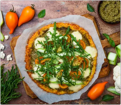 Produktbild von Spritzschutz Herdabdeckplatte Schneidebrett aus Glas Pizza mit Gewürzen 1-Teilig (60x52cm)