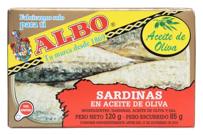 Image de Sardines à l'huile d'olive avec peau et avec arêtes, 120 g