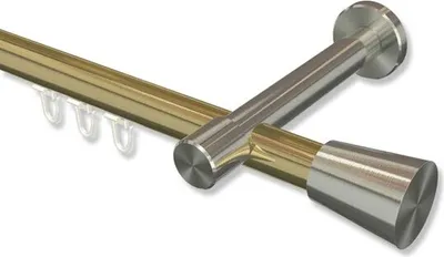 Produktbild von Interdeco Innenlaufstange, Gardinenstange mit Innenlauf Messing-Optik / Edelstahl-Optik Modell Prestige Sitra, 20 mm Ø 1-läufig, 280 cm (geteilt)