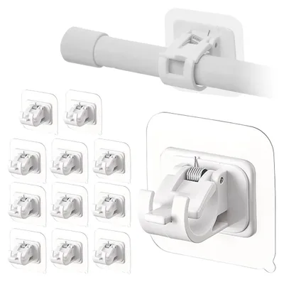 12 selbstklebende Gardinenhaken aus PVC, ohne Bohren, weiß