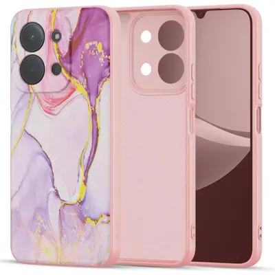 Image de Housse de téléphone portable pour Xiaomi Redmi 15C 4G / POCO C85 4G, Tech-Protect Icon, rose avec motif marbré