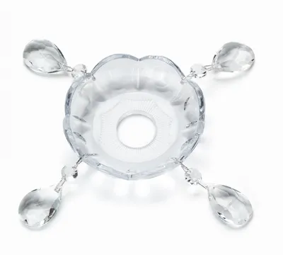 Produktbild von Glastasse Lichtschale Bobeche Kristall Loch 27.5mm Kronleuchter Ersatztasse Glas Ø 100mm, durchsichtig klar