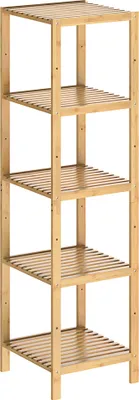 Produktbild von CASARIA® Badezimmer Regal Bambus 5 Ablagen Belastbarkeit 40kg 140x33cm Bad Küche Kinderzimmer Wohnzimmer Bücherregal Holzregal Mehrzweckregal Braun