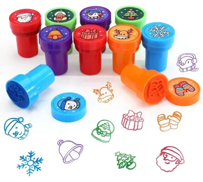 Productafbeelding van Stempelset "Kerst voor kinderen", 10 stuks met deksel, ongeveer 2,6 x 3,5 cm