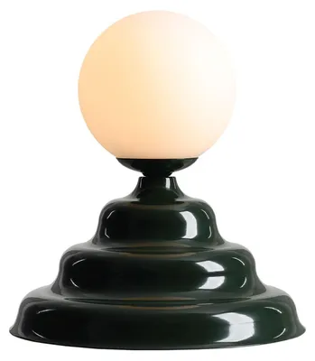 Produktbild von Tischlampe Metall Glas Ø 23 cm 24 cm hoch Grün Weiß G9 Kugel Schirm Modern Tischleuchte