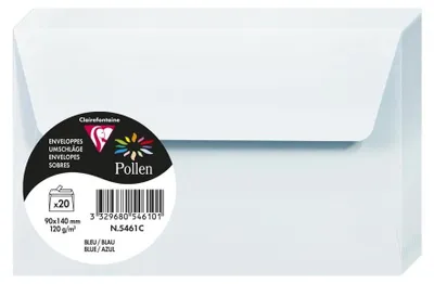 Image de Enveloppes Clairefontaine Pollen, 20 pièces, bleu, 90 x 140 mm, 120 g
