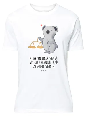 Produktbild von Mr. & Mrs. Panda S T-Shirt Waage Astrologie - Weiß - Geschenk, Sternzeichen, Tierkreiszeichen, Jersey-Shirt, oberteil, Tshirt, Shirt, Geburtstagsgeschenk