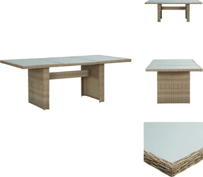 Obrázek produktu pro vidaXL Zahradní jídelní stůl hnědý 200x100x74 cm sklo a polyratan - Zahradní stoly