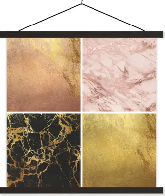 Produktbild von MuchoWow® Textilposter Marmor - Rose - Gold 120x120 cm mit schwarzem Rahmen - Aufhängungsset