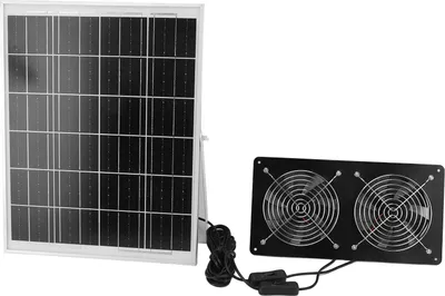 Produktbild von Solar-Doppel-Ventilator-Kit 30W IP65 Wasserdichtigkeit gehärtetes Glas Laminat 17mm Aluminiumlegierung Rahmen Belüftung Solar-Ventilator für Outdoor Haustier Haus Schuppen