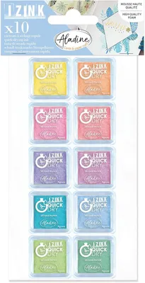 Productafbeelding van Aladine - 10 mini quick dry pastel inktpatronen - 3,3 x 3,3 cm - Geel - Oranje - Roze - Blauw - Groen - Scrapbooking