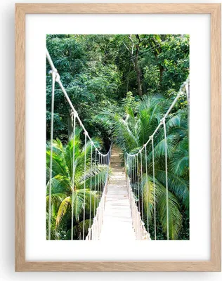 Produktbild von Gerahmtes Poster - Rahmen in heller Eiche - Tropen Dschungel Brücke - 30x40 cm - Wand Bild - Wanddeko - Wandbilder - Kunstposter - Wandposter - Bilderrahmen - Bilder - Kunstdruck - P2NPA30x40-4963