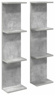 Image de vidaXL Étagères murales, 2 pièces, gris béton, 22 x 15 x 100 cm, matériau de bois