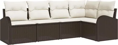 Obrázek produktu pro vidaXL Sada pohovek, 5 kusů, hnědá, polyester