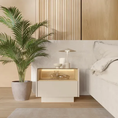Immagine prodotto di Veirra - Comodino, 53x40x43h cm Beige, un Cassetto