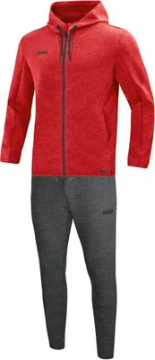 Produktbild von JAKO Unisex Jogginganzug Premium Basics mit Kapuze, Farbe:rot meliert, Größe:S
