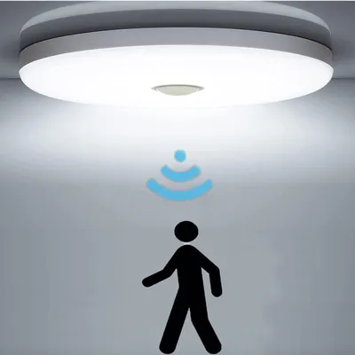 Produktbild von 18W LED Deckenleuchte mit Bewegungsmelder,  Sensor Leuchte Balkon Lampe, IP44 Wasserfest, Deckenlampe 6500K für Balkon Flur Garage Treppe Gang