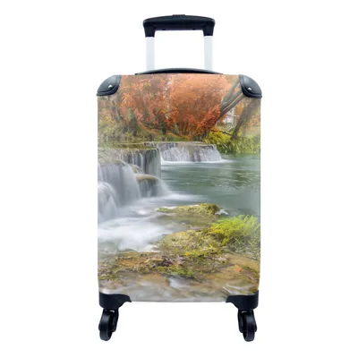 Produktbild von MuchoWow® Koffer Handgepäck Trolley Rollkoffer Kleine Reisekoffer mit 4 Rollen - Herbst - Wasserfall - Natur - Bäume - Cabin Size < 55x40x23 cm & 55x40x20 cm - Fotokoffer - Kabinenkoffer - Boardgepäck - Reise-Box - Reisekoffer - Reisegepäck - Koffer mit Bild - Trolley für Kinder