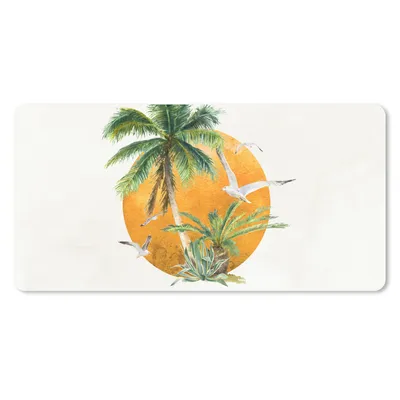 Produktbild von MuchoWow® Schreibtischunterlage Palme - Vogel - Strand 80x40 cm - XXL Mauspad - Gaming Mauspad