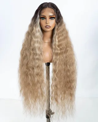 Produktbild von 104 cm Welliges Lace Front Perücke aus Synthetikhaar