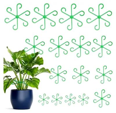 Produktbild von 16 Stück Pflanzenstützen für Stauden, Pflanzenhalter und Klammern zur Unterstützung, Blattdesign für Monstera Rankhilfe