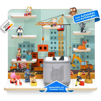 Produktbild von stadtecken® Kinder Regal für Musikbox I Geeignet für die Toniebox 1 & 2 und Tonies I Hörspiel I zum Aufstellen oder Aufhängen I Baustelle
