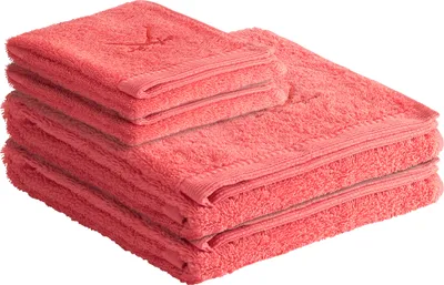 Produktbild von Sansibar Handtuch Frottier-Serie Classic Nr. 1 (Set, 4-tlg), hochwertige Ton-in-Ton Säbelstickerei, hot coral