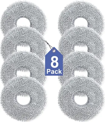 Produktbild von INF 8 Stück waschbare Mikrofaser Wischmop Ersatzbezüge Grau 13x13x4cm für Saugroboter