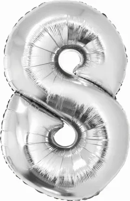 Produktbild von Folienballon Zahl 8 Silber 92 Cm