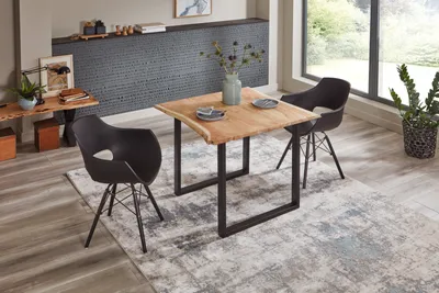 Produktbild von Esstisch Baumkante massiv Akazie Natur 90 x 90 schwarz BILLY