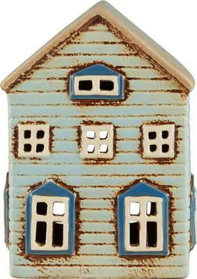 Produktbild von IB Laursen Lichthaus THORSHAVN für Teelicht HELLBLAU 16 cm Haus Teelicht Keramik
