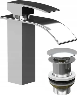 Produktbild von Granitan | ELVA - Waschtischarmatur - Wasserfall - Eckiges Design - Chrom - Messing - Keramikkopf