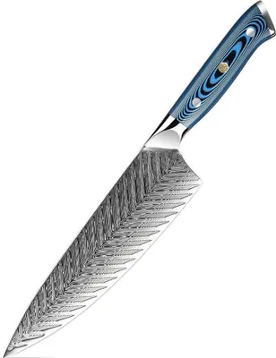 Produktbild von Damast Küchenmesser Tukami Chef - Blau | Hochwertiges Kochmesser KP37509