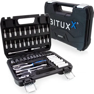 Produktbild von Bituxx Steckschlüssel und Bitsatz mit Ratsche 53tlg, schwarz, MS-15902