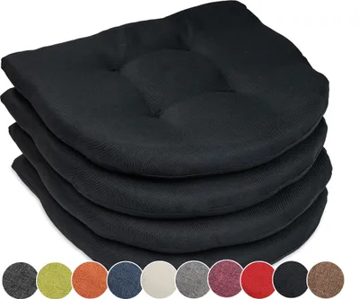 Produktbild von sunnypillow 4er Set Stuhlkissen 40x40 cm Polsterauflage 5cm dick Auflage für Stühle/Bänke in Haus und Garten Sitzkissen Sitzauflage Stuhlauflage Gartenkissen Esszimmerstuhl oder Küche  Schwarz