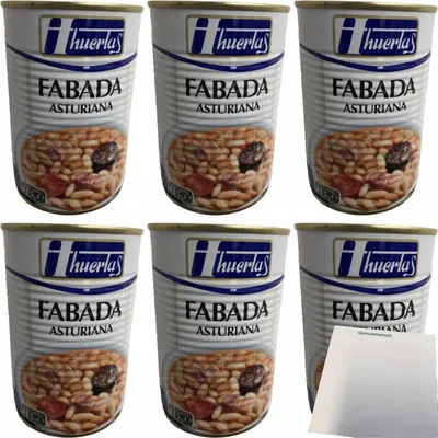 Produktbild von huertas Fabada Asturiana (Bohneneintopf Asturiana Art) Gastropack (6x415g Konserve) + usy Block