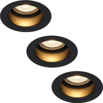 Produktbild von hoftronic LED Einbaustrahler 6W 570 Lumen 2700K Schwarz 3er Set