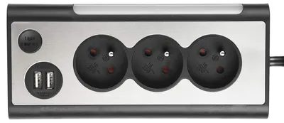 Immagine prodotto di Electraline 35430, presa angolare, 3 prese, 2 porte USB, interruttore on/off