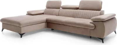 Productafbeelding van FURNLUX Hoekbank met riemdetails, beige en zwart, 280 cm / Hoofdkleur: Beige / Afmetingen: 280 x 95 x 193 cm