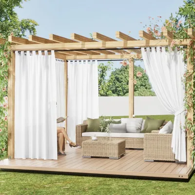 Produktbild von Außenvorhänge, wasserdicht – Halbdurchsichtige Vorhänge – Lichtfilternd – 2 Stück – 132B x 213H cm – Für Garten/Pergola – Gartenvorhänge