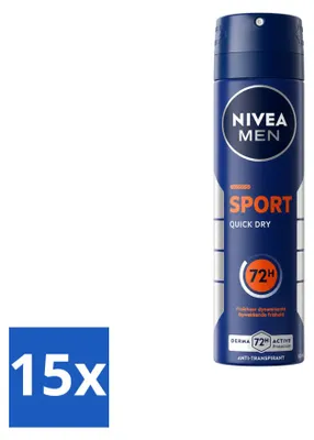 Produktbild von 15 x NIVEA MEN Sport Anti-Transpirant Deodorant Spray 150 ml - Vorteilspackung - 15 Stücke