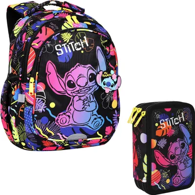 Zdjęcie produktu dla Plecak szkolny 19 L Coolpack Jerry DISNEY STITCH czarny + piórnik potrójny CoolPack z wyposażeniem JUMPER 3 STITCH