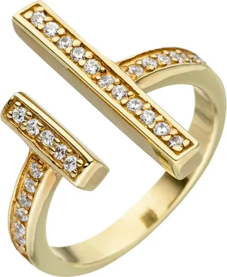 Produktbild von Gr. 56 Damen Ring offen 925 Sterling Silber gold vergoldet 30 Zirkonia
