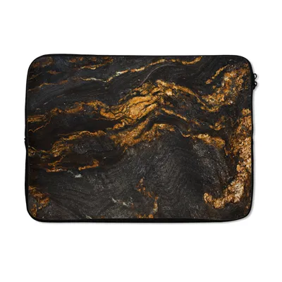 Produktbild von MuchoWow® Laptop Hülle 13 Zoll Marmor - Limette - Schwarz - Gold - Marmoroptik - Luxus Laptoptasche - Laptophülle - Sleeve - Rundumschutz