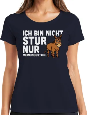Obrázek produktu pro Not stubborn just opinionated funny donkey saying humour gift Dámské tričko, Navy, S