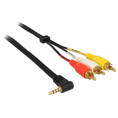 Produktbild von DELOCK Klinkekabel 3,5mm 90° -> 3x Cinch St/St 1.50m