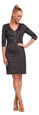 Produktbild von Klassisches Minikleid 3/4 Arm Tunika Top; Schwarz M/38
