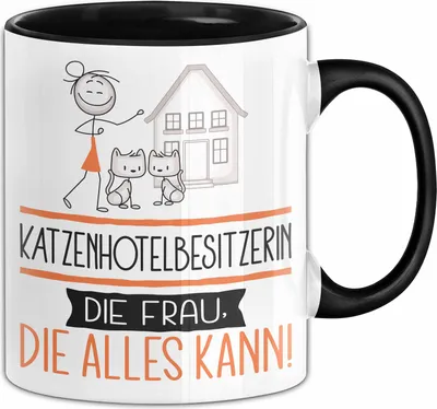 Produktbild von Katzenhotelbesitzerin Geschenk Tasse Becher Die Frau Die Allen Kann Geschenkidee für eine Katzenhotelbesitzerin Lustig (Schwarz)